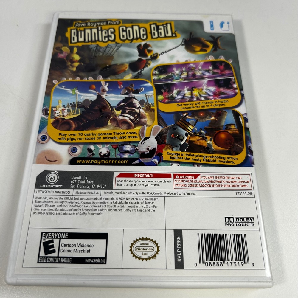 Rayman Raving Rabbids Nintendo Wii Game Ubisoft CIB Complete with Manual - Picture 2 of 5